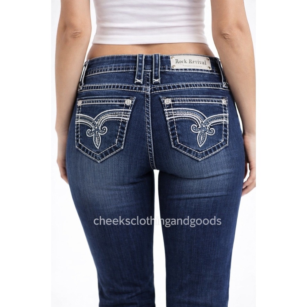 Rock Revival Kerry Easy Skinny Mid-Rise Jeans Women's size 27 Raw Hem